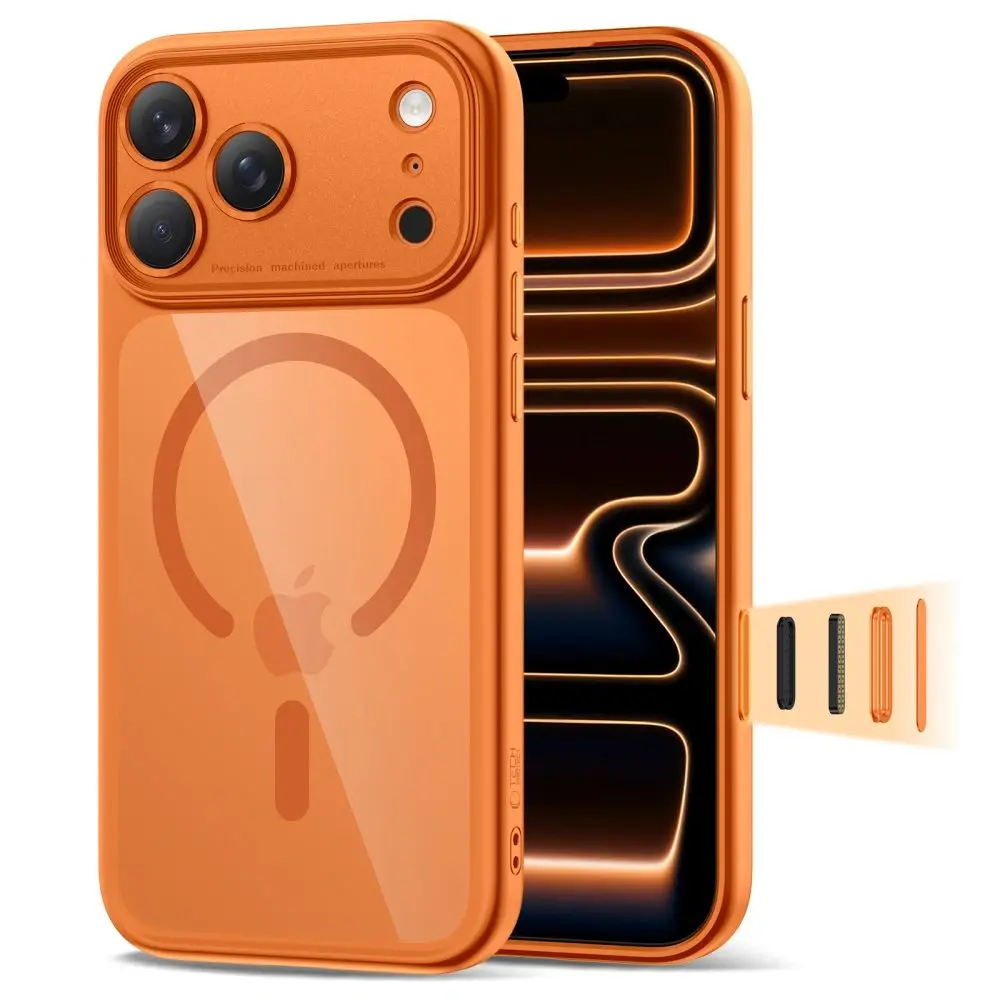 Tech-Protect MagPeak MagSafe CC, iPhone 17 Pro Max, oranžový / průhledný