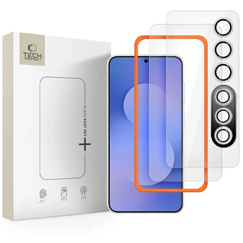 Tech-Protect Easy Set+, 2 tvrzené skla + sklo na čočku, Samsung Galaxy S25 FE