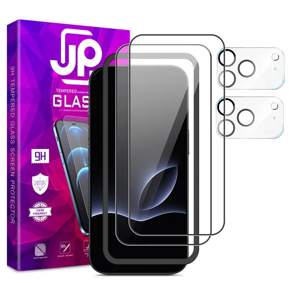 JP Full Pack Tvrzených skel, 2x 3D sklo s aplikátorem + 2x sklo na čočku, iPhone 17 Pro Max