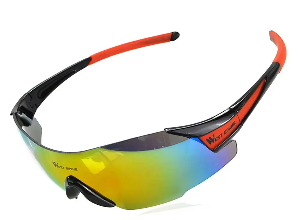 West Biking Cyklistické brýle Windproof UV400, černo-červené
