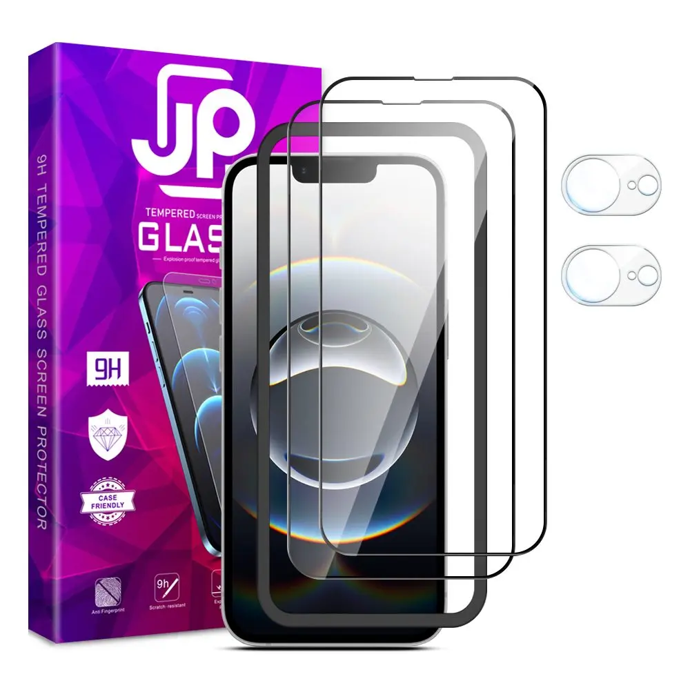 JP Full Pack Tvrzených skel, 2x 3D sklo s aplikátorem + 2x sklo na čočku, iPhone 16e / 17e