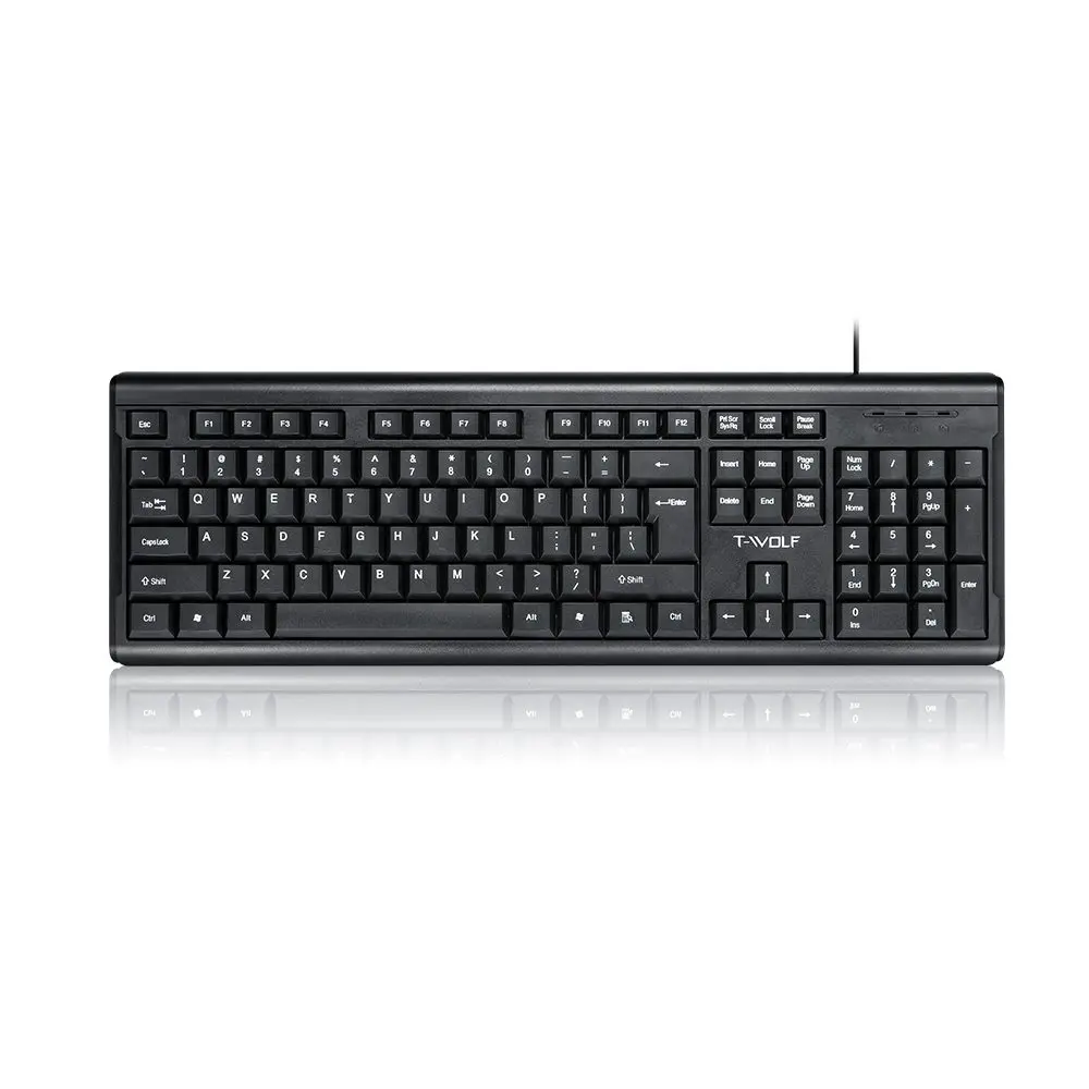 Klávesnice T-WOLF T15, drátová, plnohodnotná, tichá, USB (EN/US rozložení)
