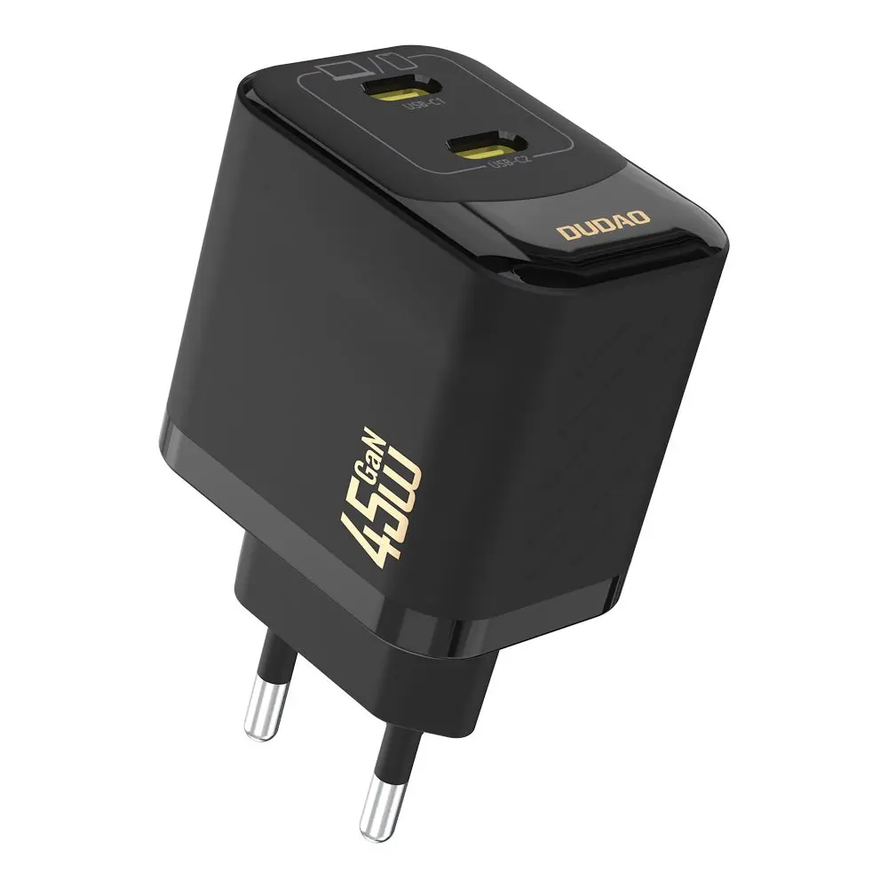 Dudao A28PEU nabíječka 2x USB-C, PD 45W GaN, černá