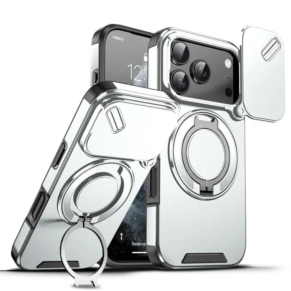 Camslide Stand obal, iPhone 17 Pro, stříbrný