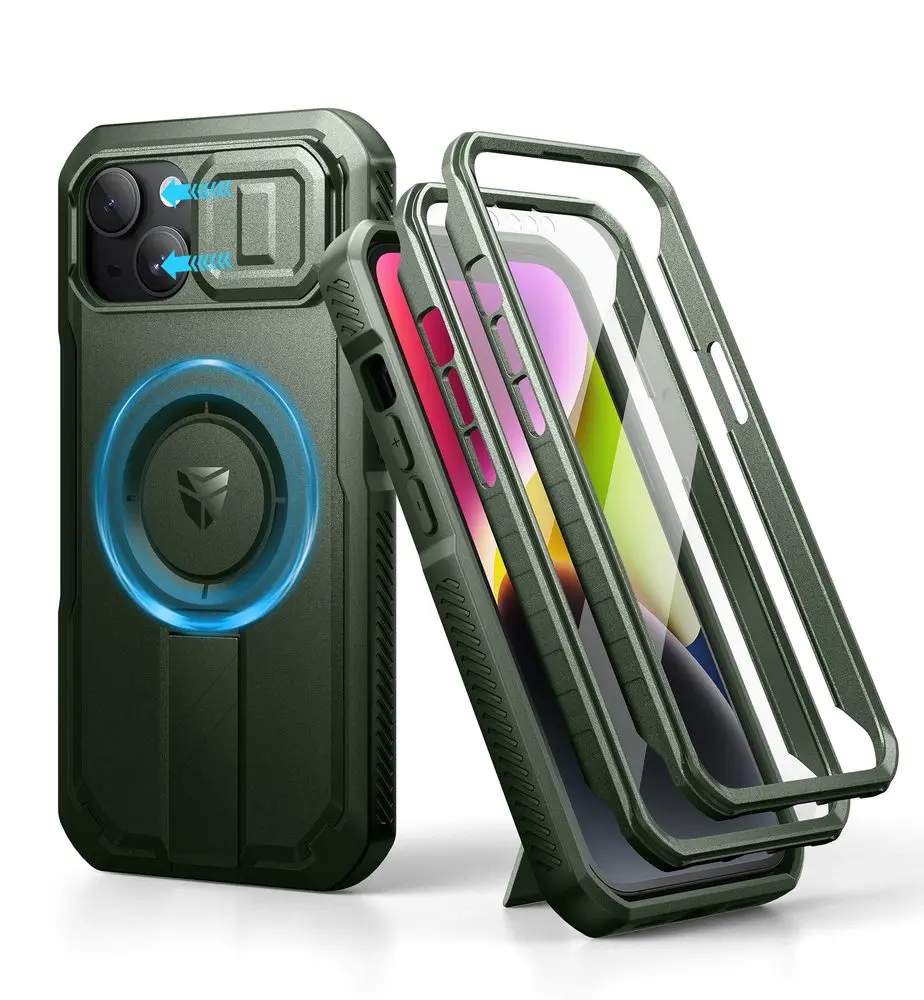Dexnor MagSafe 360 Kickstand Camprotector obal iPhone 13 / 14, zelený