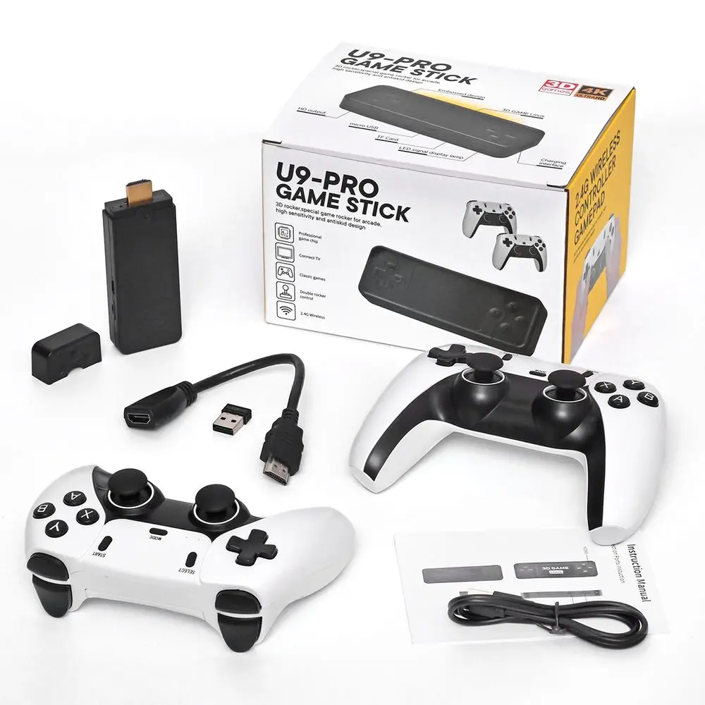 U9 Pro Retro konzole se dvěma bezdrátovými ovladači, HDMI, Game Stick, 4K