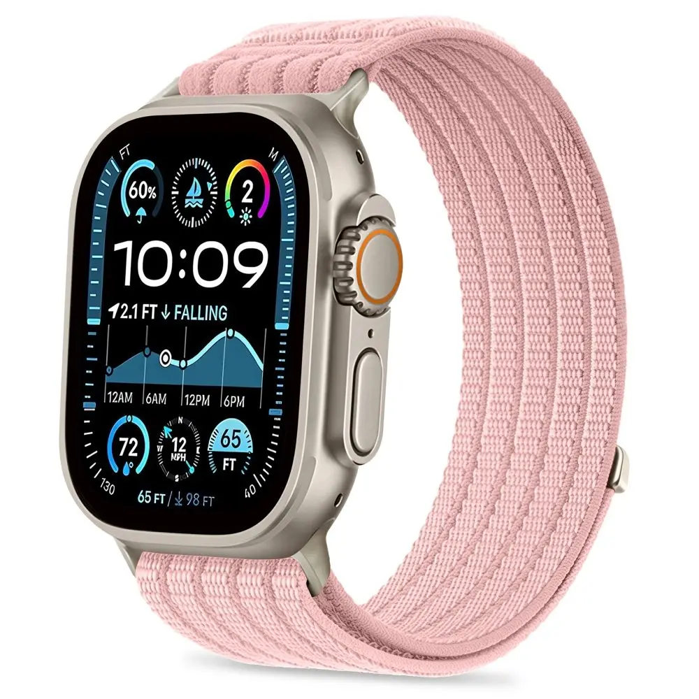 Tech-Protect Nylon Sport řemínek, Apple Watch 8 / 9 / 10 / 11 / 12 / SE / Ultra (44 / 45 / 46 / 49 mm), růžový