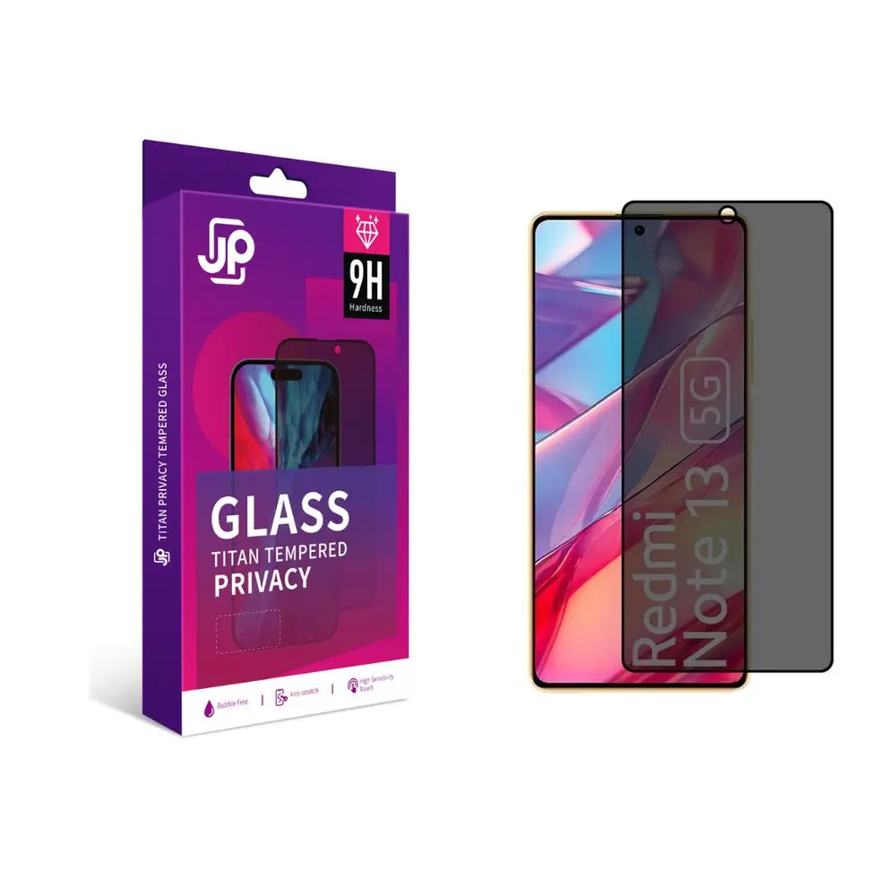 JP Titan Privacy extra odolné tvrzené sklo, Xiaomi Redmi Note 14 5G, černé