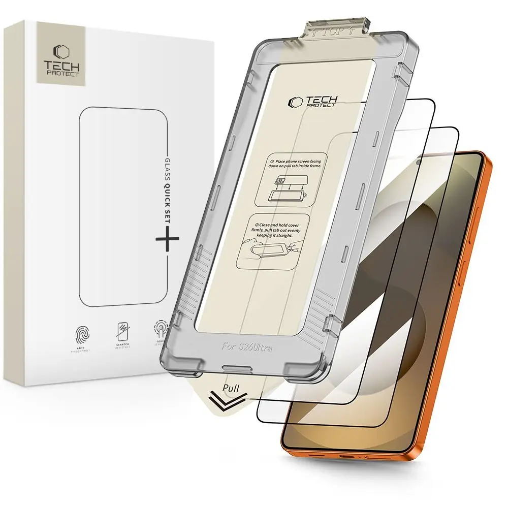 Tech-Protect Tvrzené sklo Quick Set+, Samsung Galaxy S26 Ultra, černé, 2 kusy
