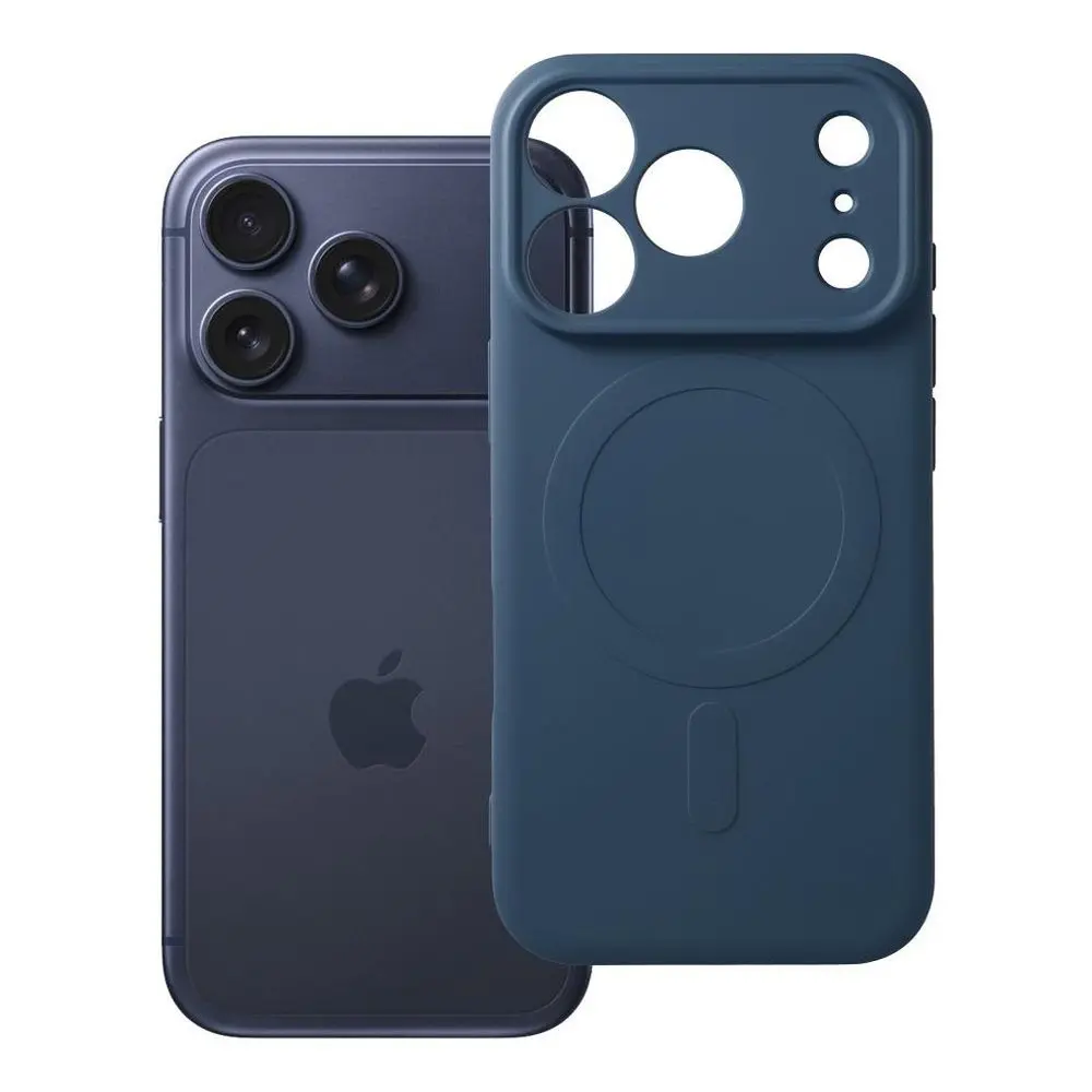 Obal Silicone Mag Cover s ochranou fotoaparátu, iPhone 17 Pro / 18 Pro, modrý