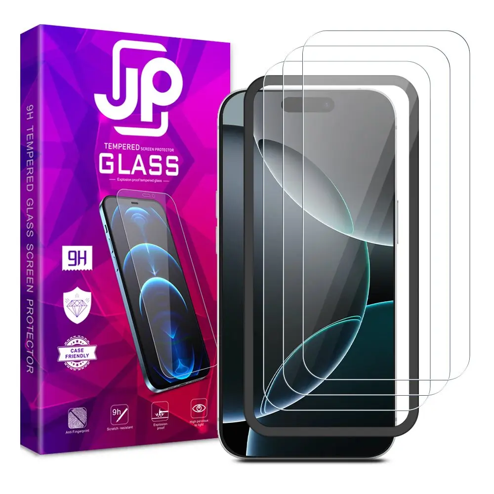 JP Long Pack Tvrzených skel, 3 skla na telefon s aplikátorem, iPhone 16 Pro