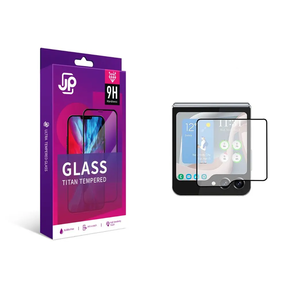 JP Titan extra odolné tvrzené sklo, Samsung Galaxy Z Flip 7 / 8, černé