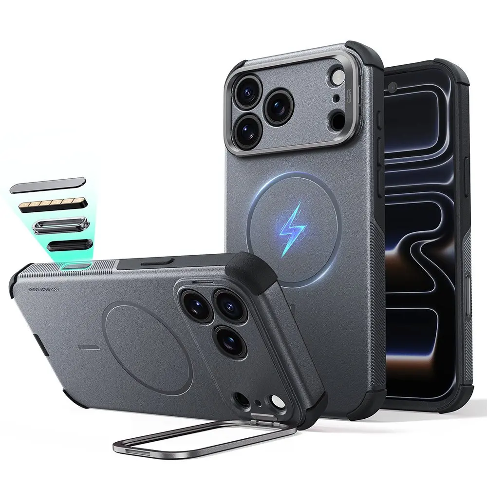 Kryt ESR Cyber Tough Kickstand MagSafe, iPhone 17 Pro / 18 Pro, šedý