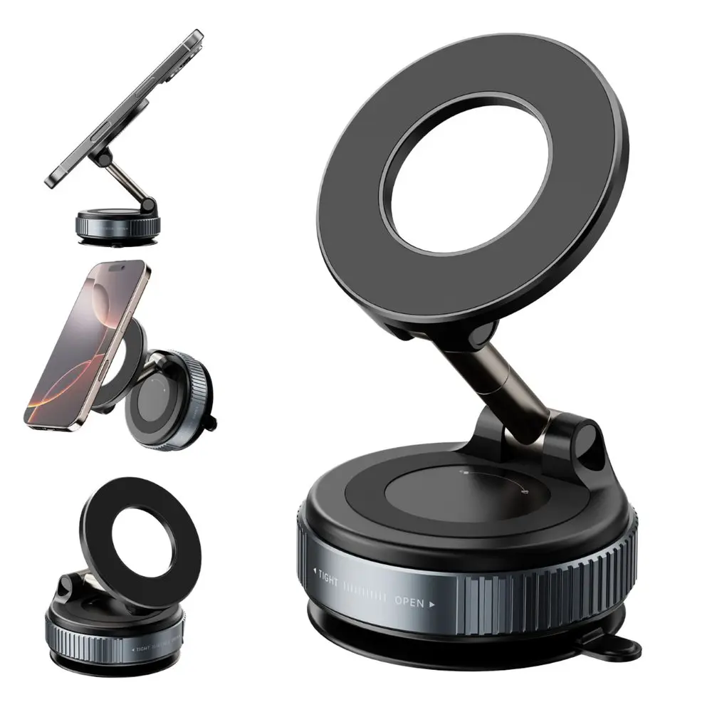 360° magnetický nastavitelný přísavný držák telefonu do auta, černý, C45