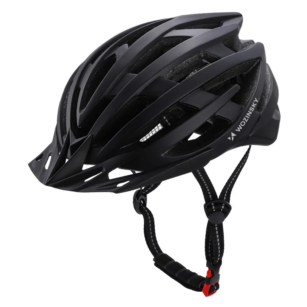 Wozinsky MTB cyklistická helma s odnímatelným kšiltem a zadním USB světlem L, černá