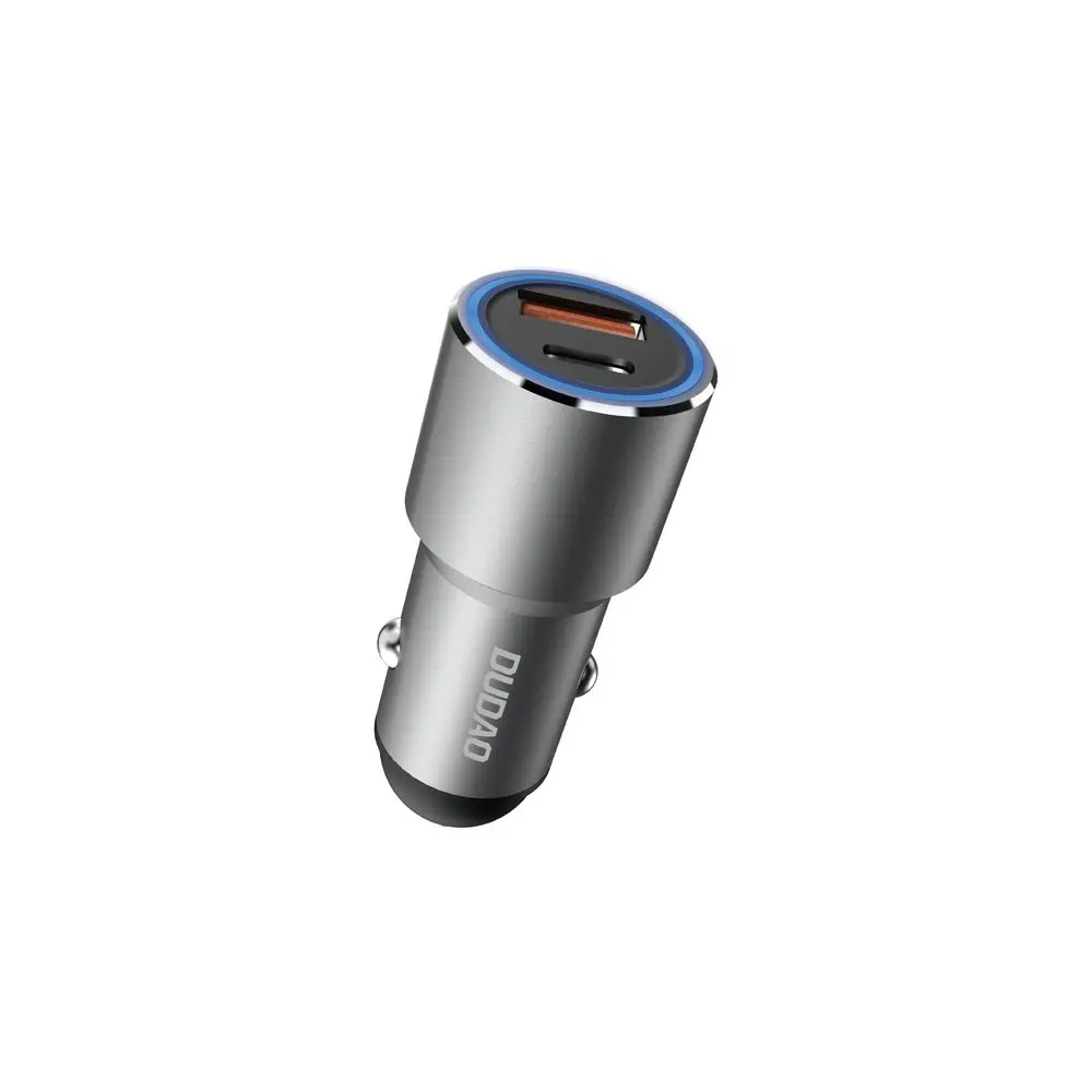 Dudao R4PQ nabíječka do auta USB + USB-C, 22,5 W, šedá
