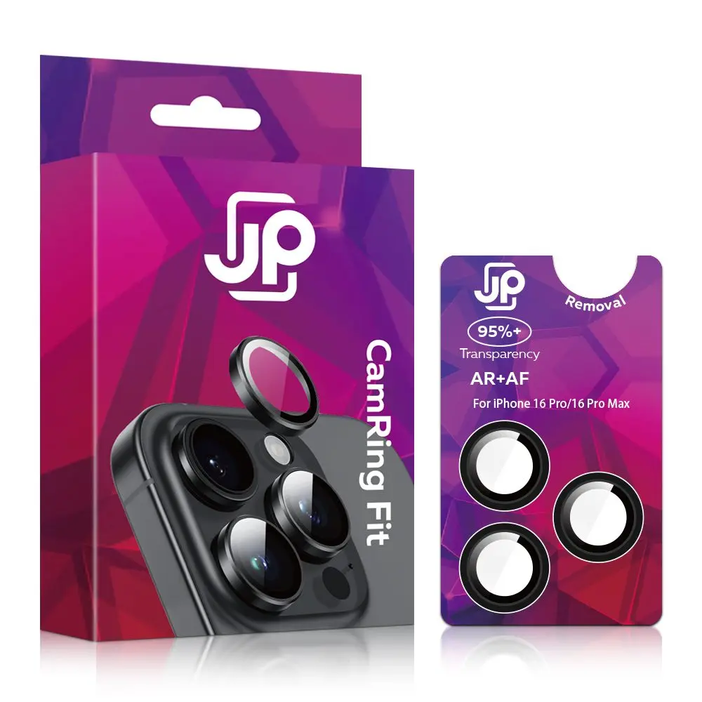 JP Camring Fit, sklíčko pro čočku fotoaparátu, iPhone 16 Pro / 16 Pro Max, černé