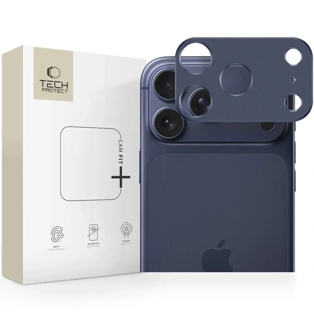 Tech-Protect Camalloy Fit+, ochranný kryt fotoaparátu, iPhone 17 Pro Max, tmavě modrý