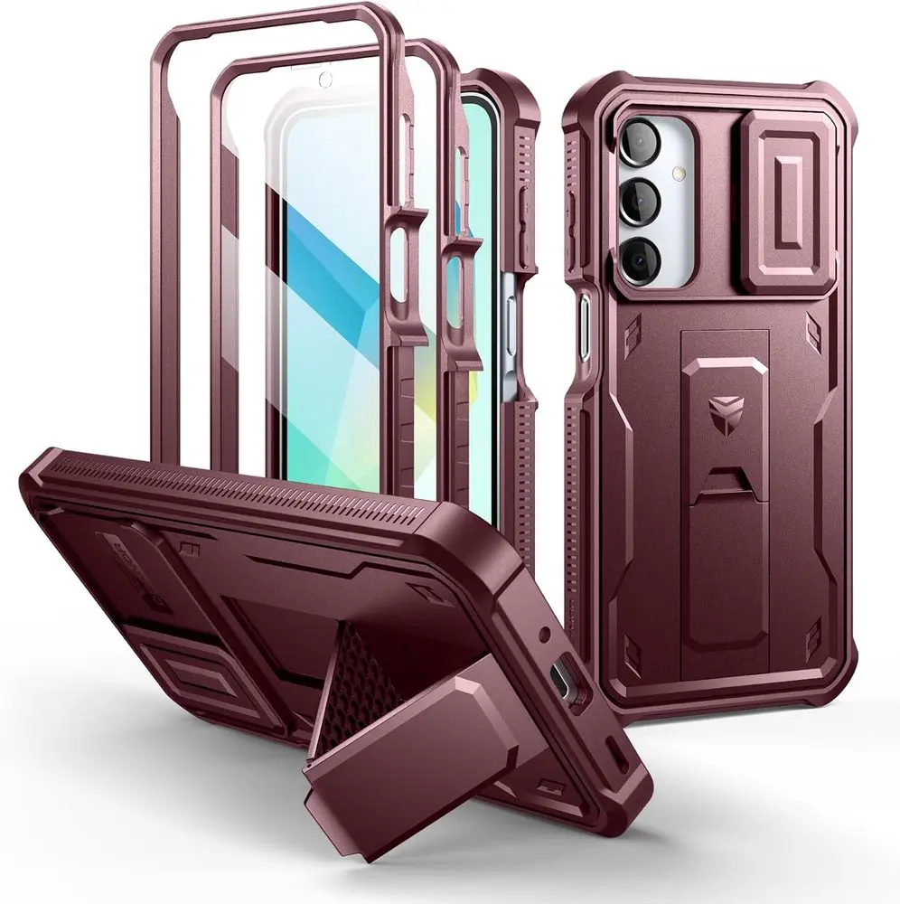 Dexnor 360 Kickstand Camprotector obal Samsung Galaxy A17, vínový