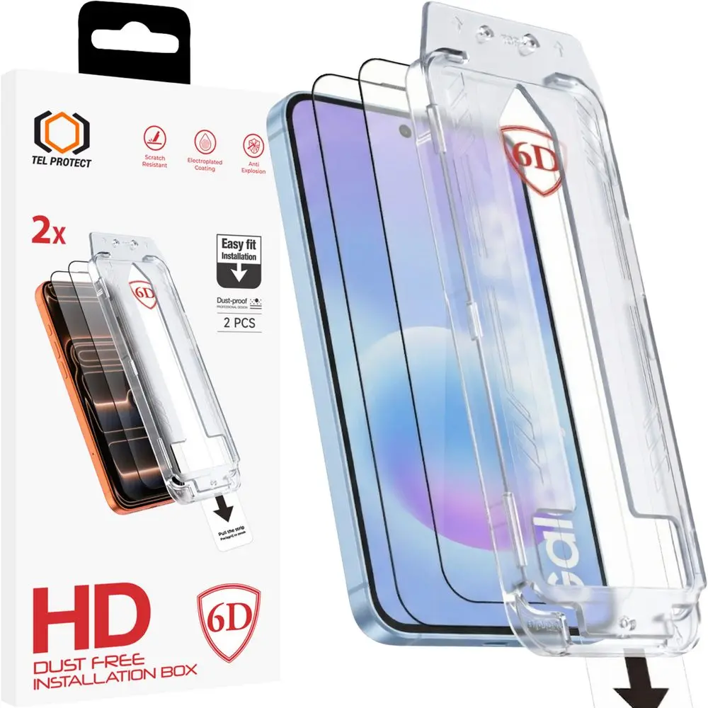 Tvrzené sklo Tel Protect Dust-Free Easy Fit Full Glue 6D pro Samsung Galaxy A56/A57 5G černé 2ks