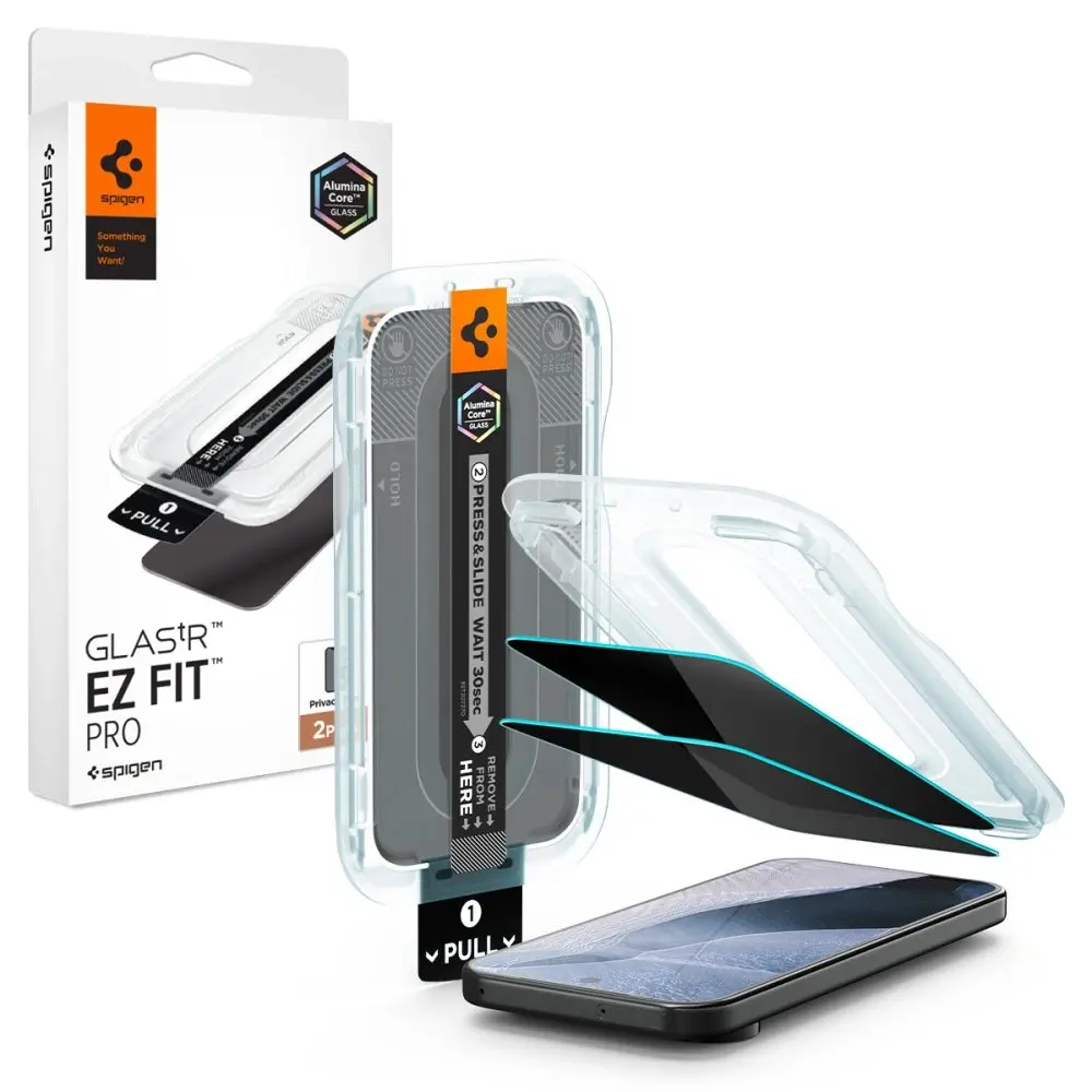 Spigen Glass.TR EZFit Privacy s aplikátorem, 2 kusy, Tvrzené sklo, Google Pixel 10 / 11