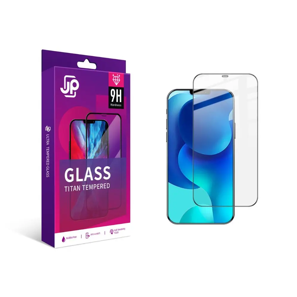JP Titan extra odolné tvrzené sklo, iPhone 12 / 12 Pro, černé