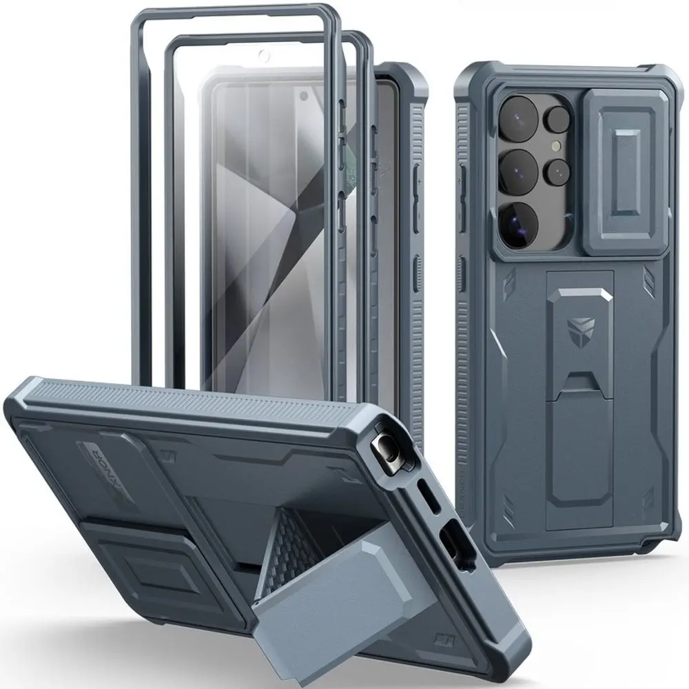 Dexnor 360 Kickstand Camprotector obal Samsung Galaxy S25 Ultra, modrý