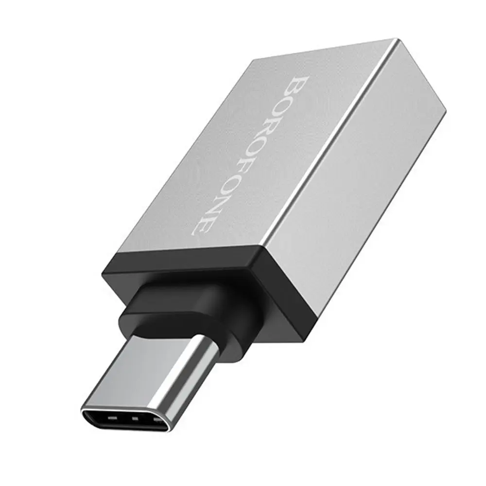 Borofone OTG adaptér (BV3) USB-C - USB-A, stříbrný