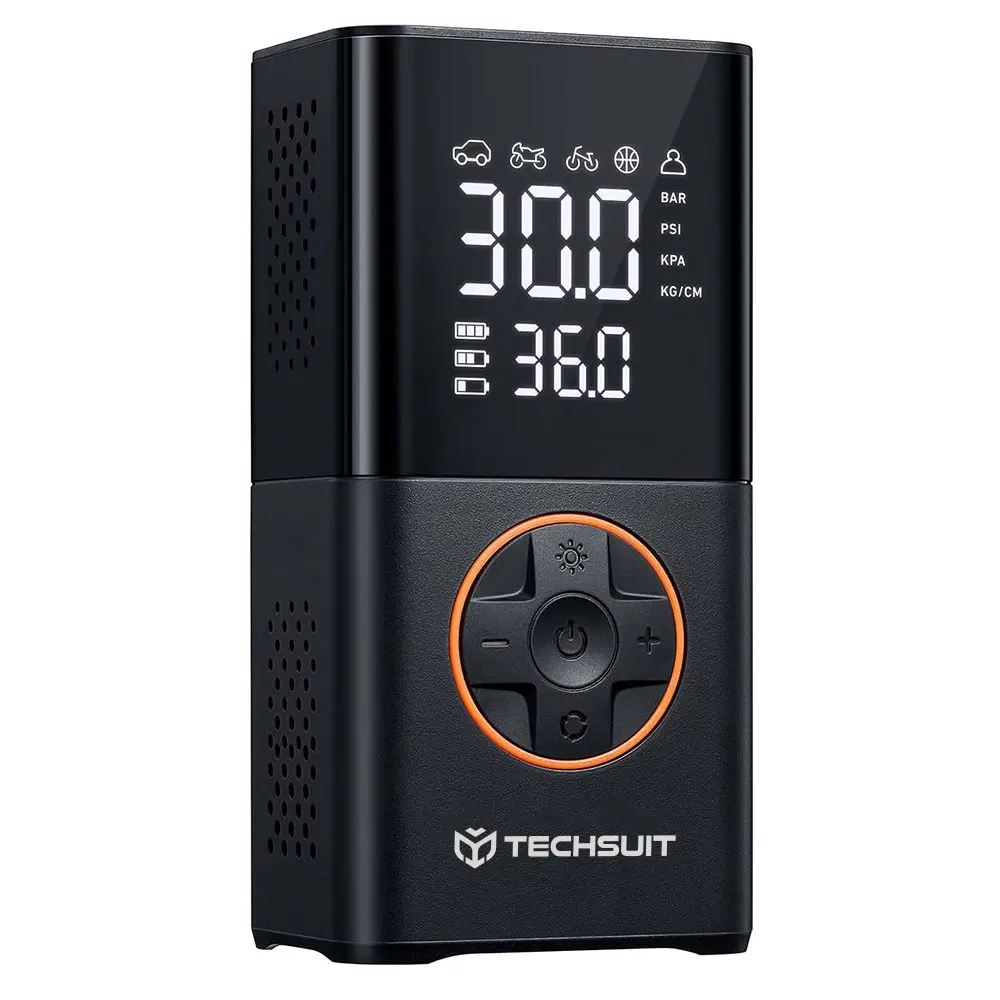 Techsuit - Car Compressor GoInflate bezdrátový kompresor do auta, baterka, 4000 mAh, powerbanka, průtok vzduchu 17 l/min, 150 PSI - černý