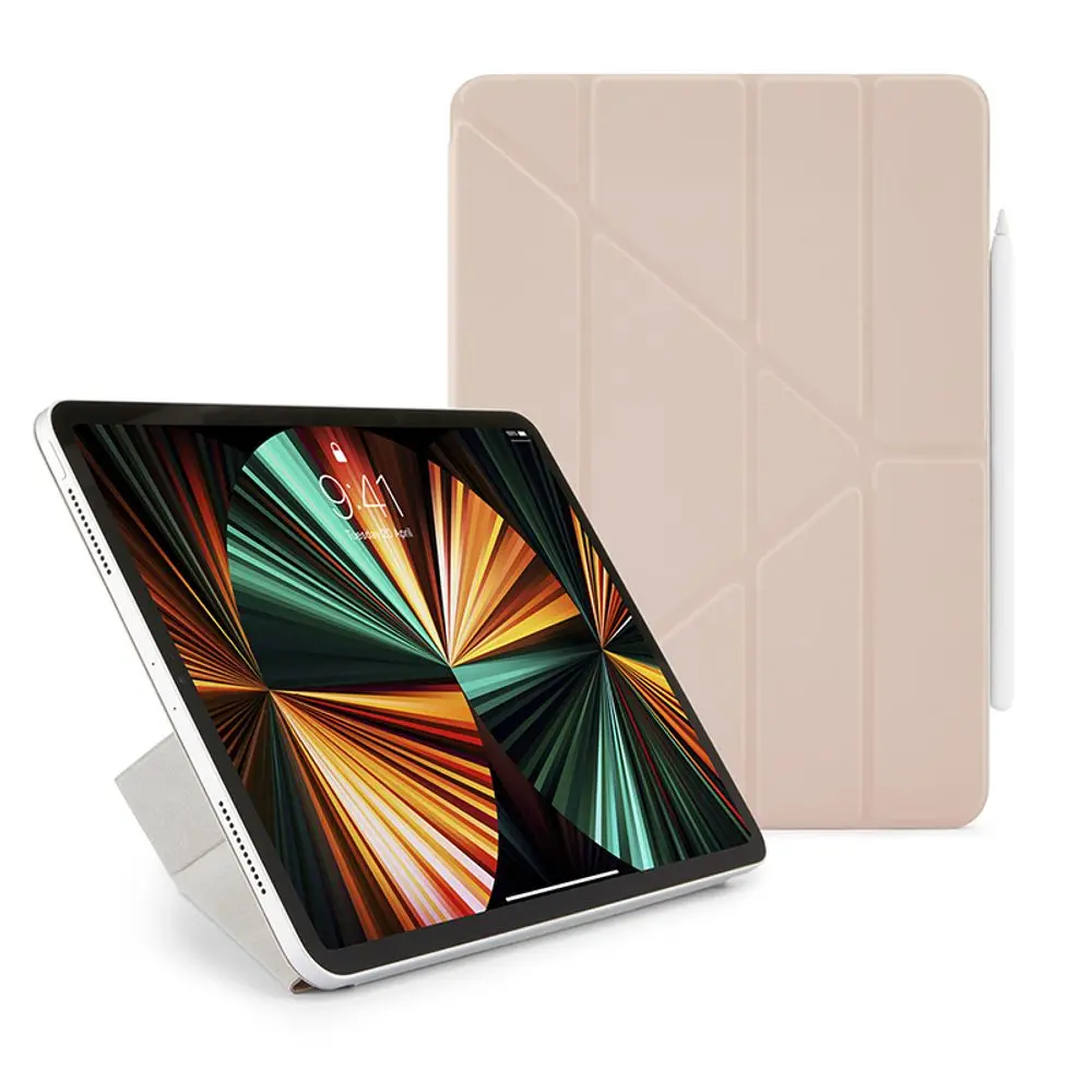 Pipetto Origami Folio pouzdro, Apple iPad Pro 12.9, 2018 / 2020 / 2021 / 2022, růžové