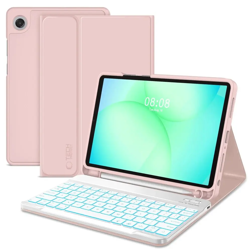 Pouzdro Tech-Protect SC Pen + klávesnice, Samsung Galaxy Tab A9+ / A11+ 11.0 X210 / X215 / X216 / X230 / X235 / X236, růžové