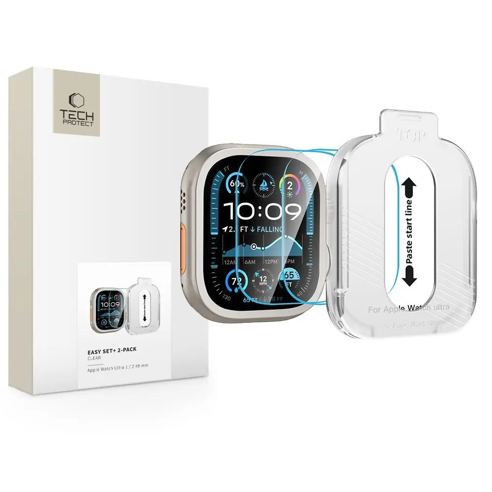 Tech-Protect Tvrzené sklo Easy Set+, Apple Watch Ultra 1 / 2 / 3 / 4 (49 mm), 2 kusy