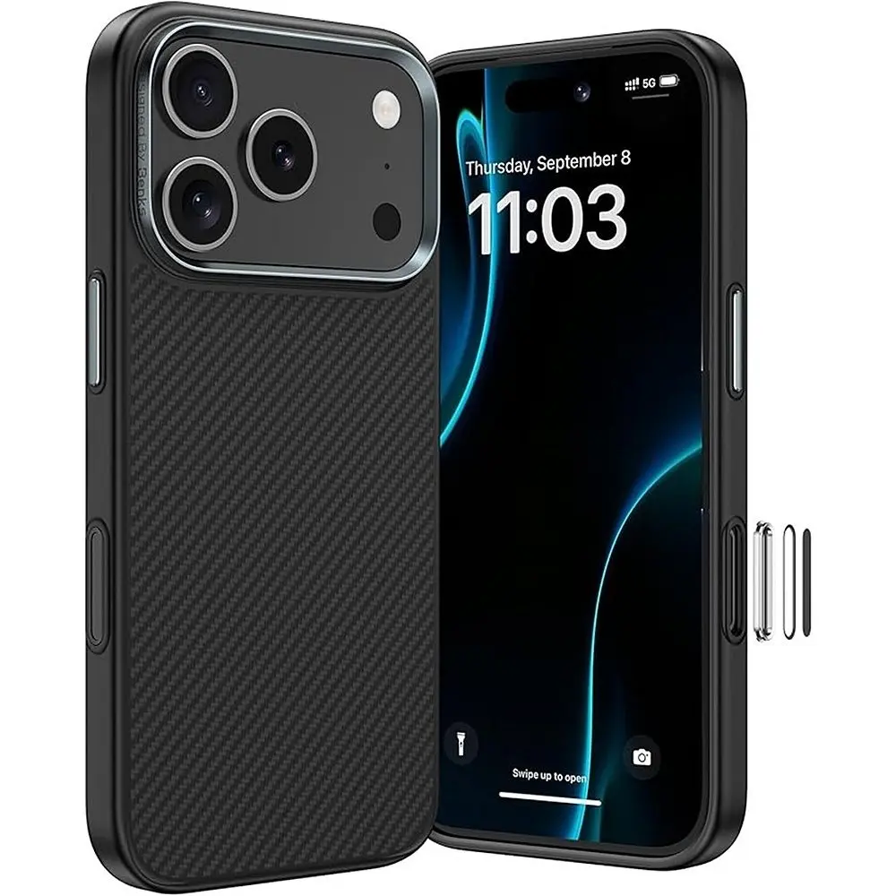 Benks Magnetic Armor Pro Kevlar obal Metal Frame, iPhone 17 Pro / 18 Pro, černý