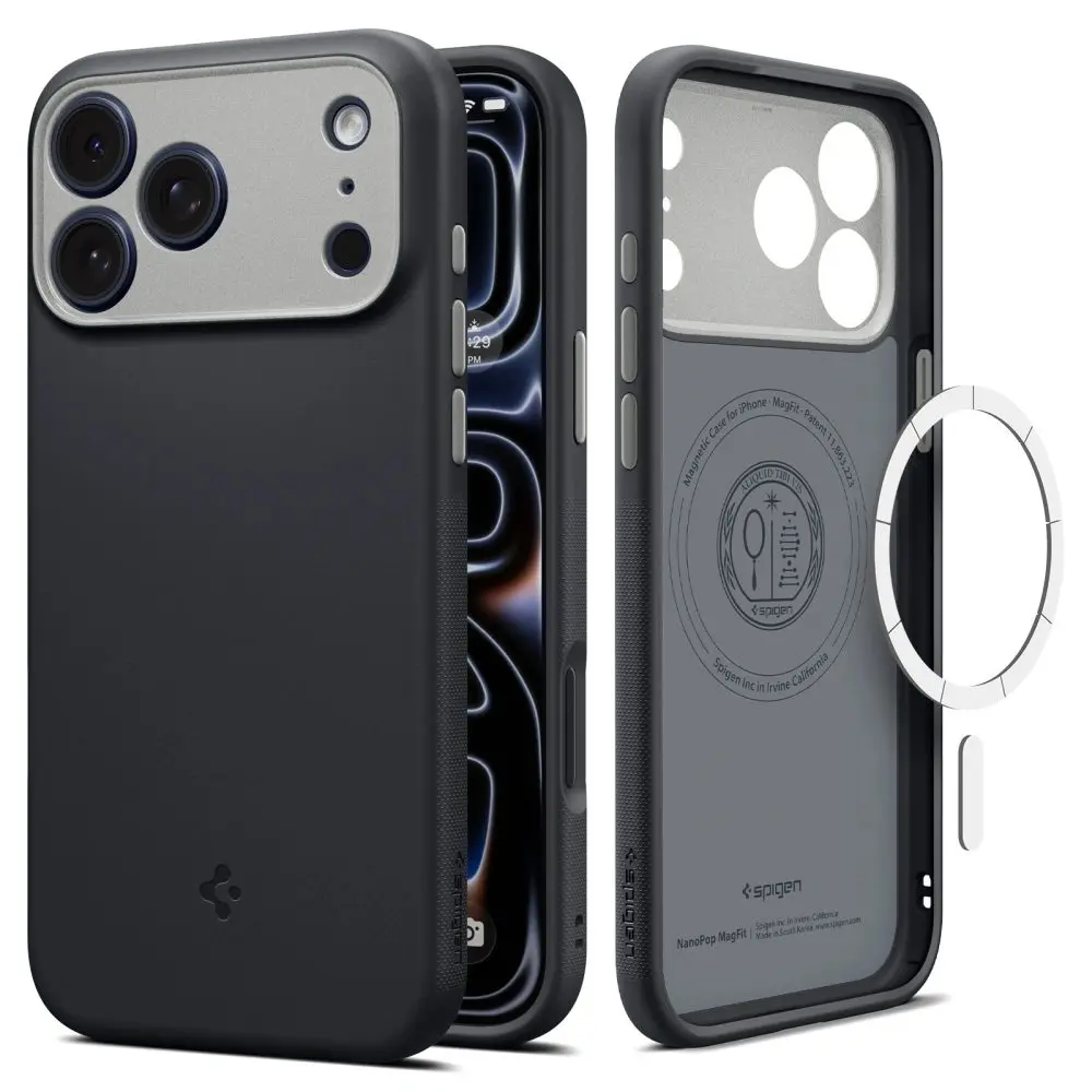 MagSafe kryt pro iPhone 18 Pro Max/17 Pro Max Spigen Nano Pop MagSafe - black sesame