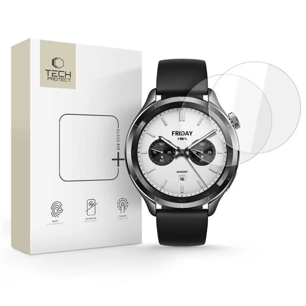 Tech-Protect Tvrzené sklo Glass Fit+, Xiaomi Watch S4, 47 mm, 2 kusy