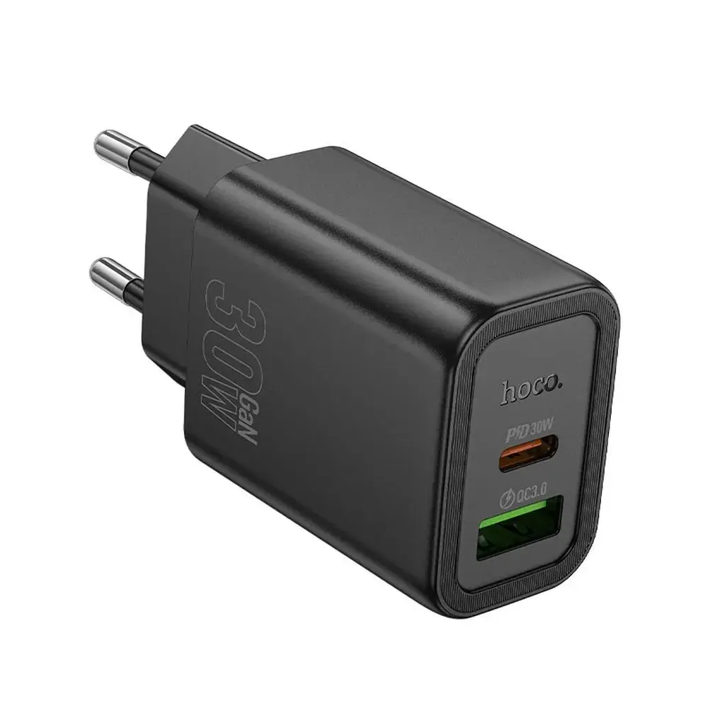 Hoco Síťová nabíječka N63 USB + USB-C, PD QC3.0 3A 30W, černá