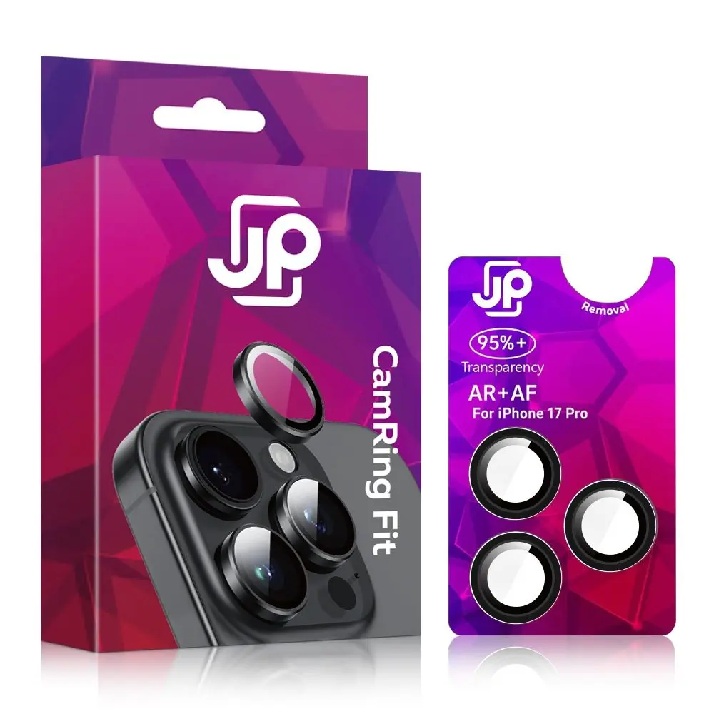 JP Camring Fit, sklíčko pro čočku fotoaparátu, iPhone 17 Pro, černé