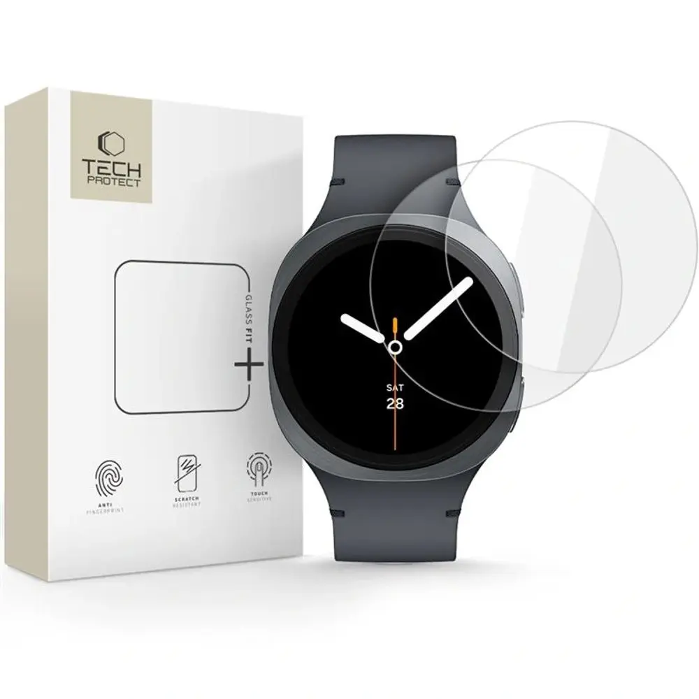 Tech-Protect Tvrzené sklo Glass Fit+, Samsung Galaxy Watch 8 (44 mm), 2 kusy