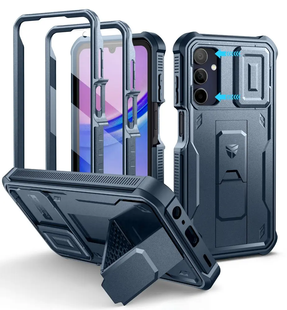 Dexnor 360 Kickstand Camprotector obal Samsung Galaxy A15, modrý