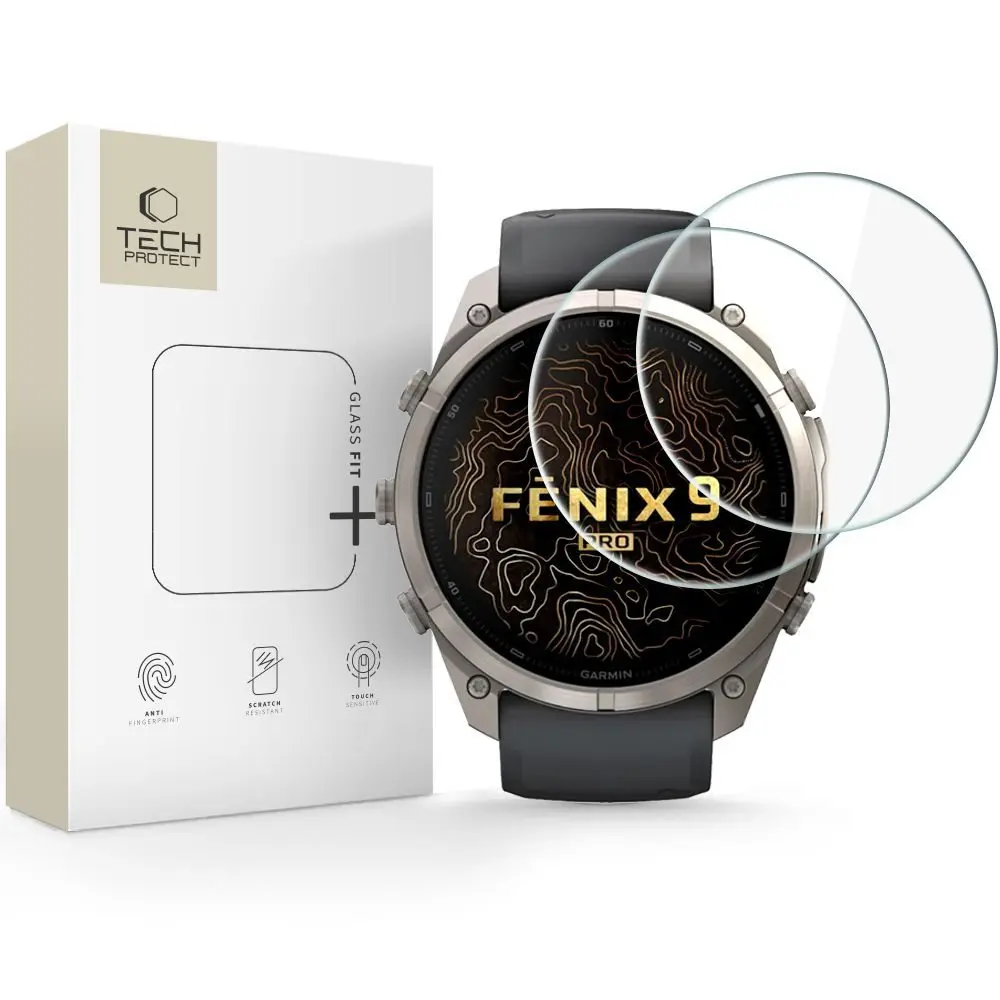 Tech-Protect Tvrzené sklo Glass Fit+, Garmin Fenix 9 Pro (51 mm), 2 kusy