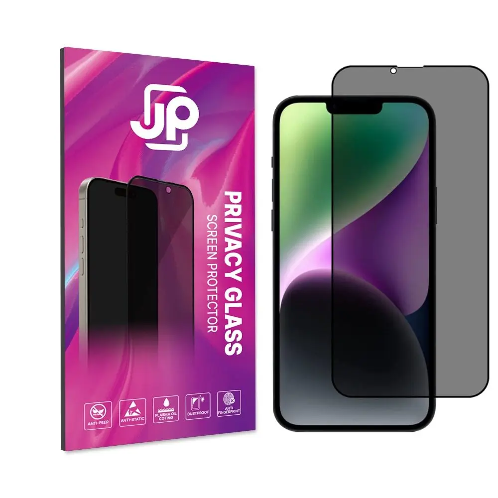 JP Privacy Tvrzené sklo, iPhone 13 / 13 Pro / 14 / 16e / 17e, černé