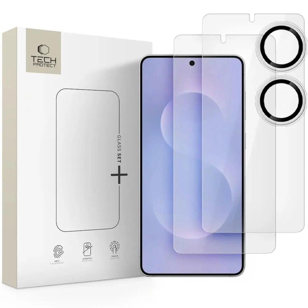 Tech-Protect Glass Set+, 2 tvrzené skla + sklo na čočku, Samsung Galaxy S25 Edge