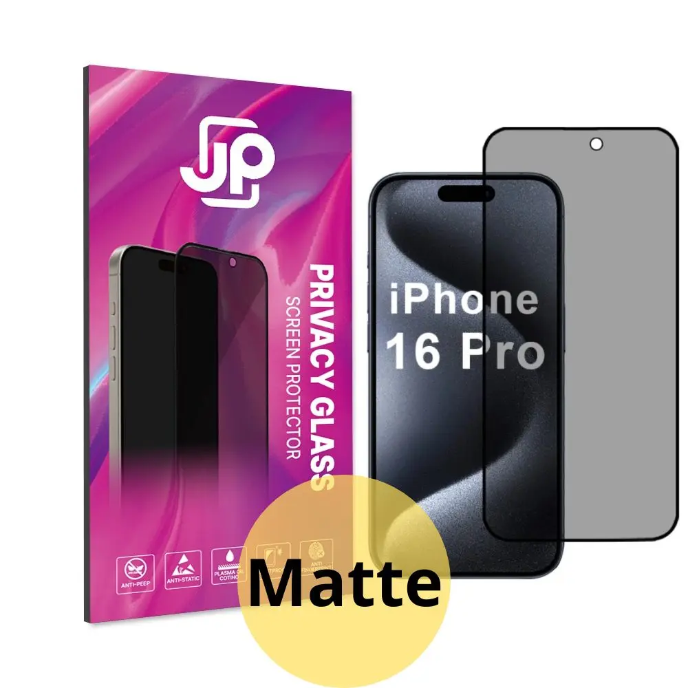 JP Matte Privacy Tvrzené sklo, iPhone 16 Pro / 17, černé