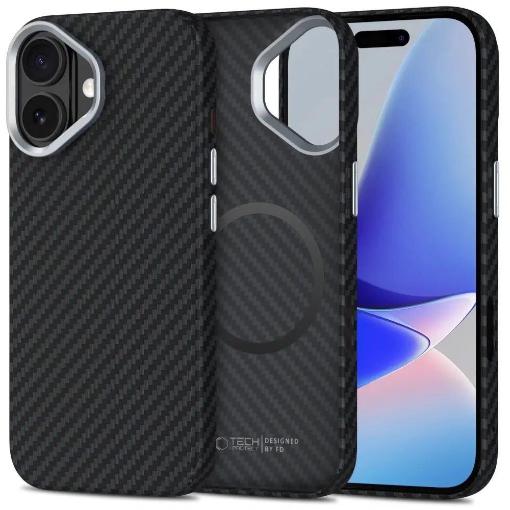 Tech-Protect Ion Carbon MagSafe, iPhone 17, černo-stříbrný