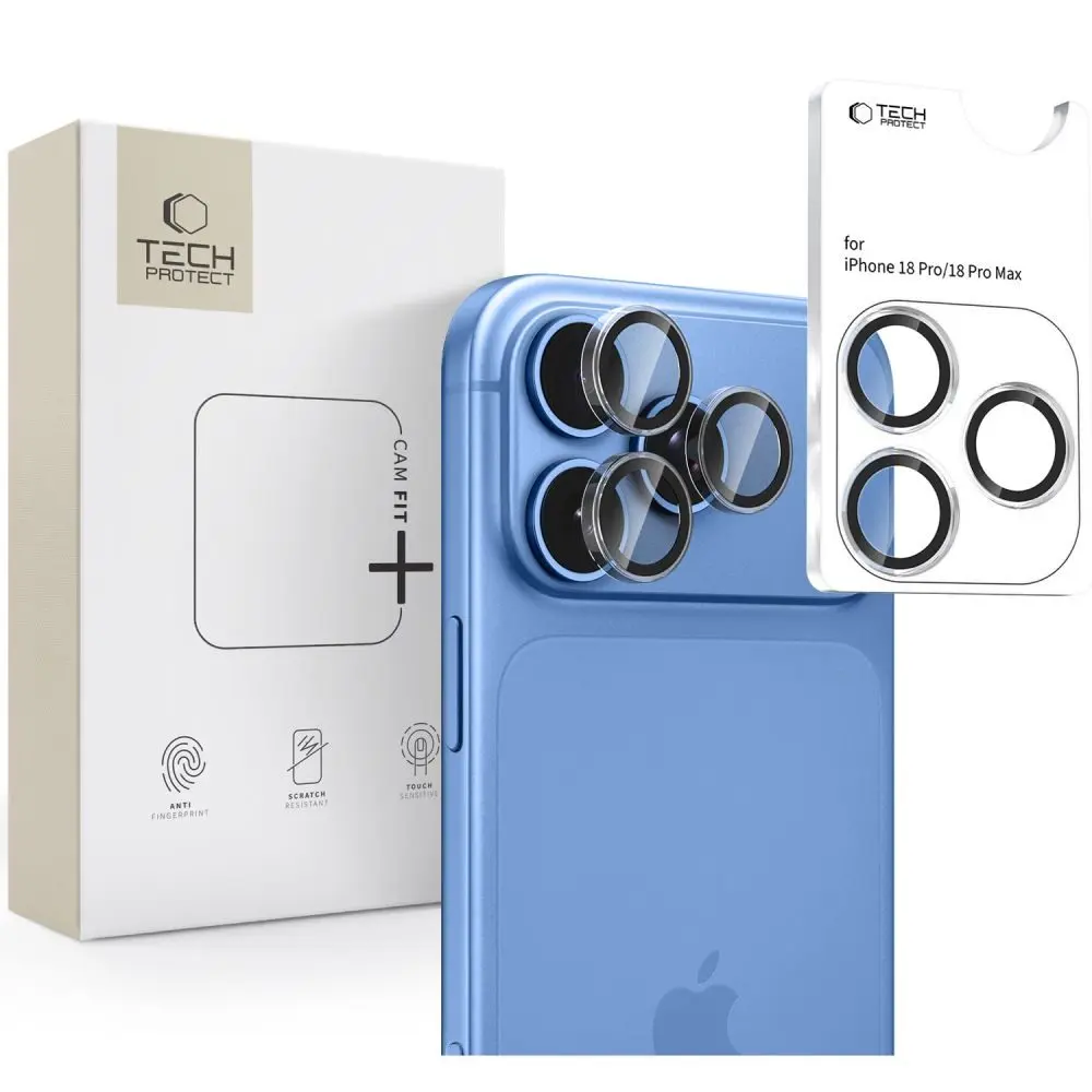Tech-Protect Camring Fit+, sklíčko pro čočku fotoaparátu, iPhone 18 Pro / 18 Pro Max, průhledné