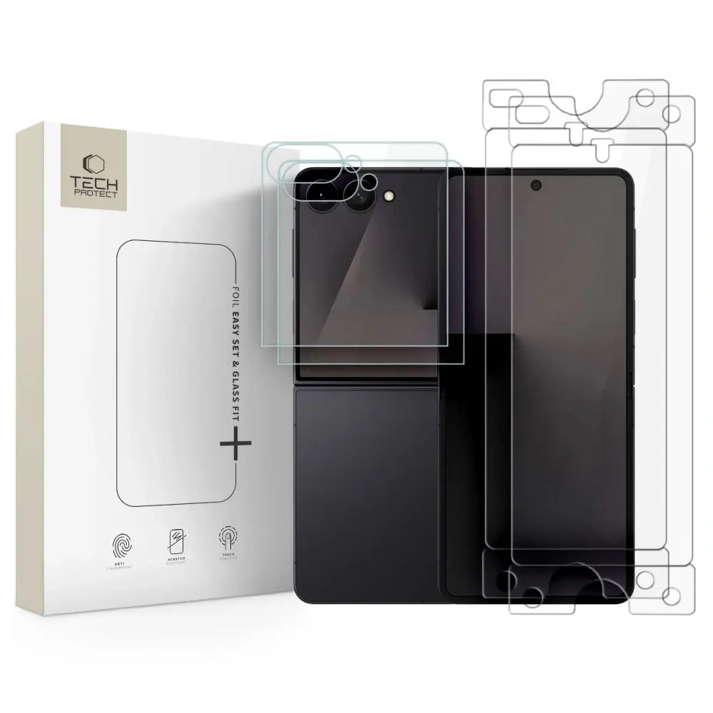 Tech-Protect Easy Set Foil & Glass Fit+, Ochranná sada 4v1, Samsung Galaxy Z Flip 7 / 8