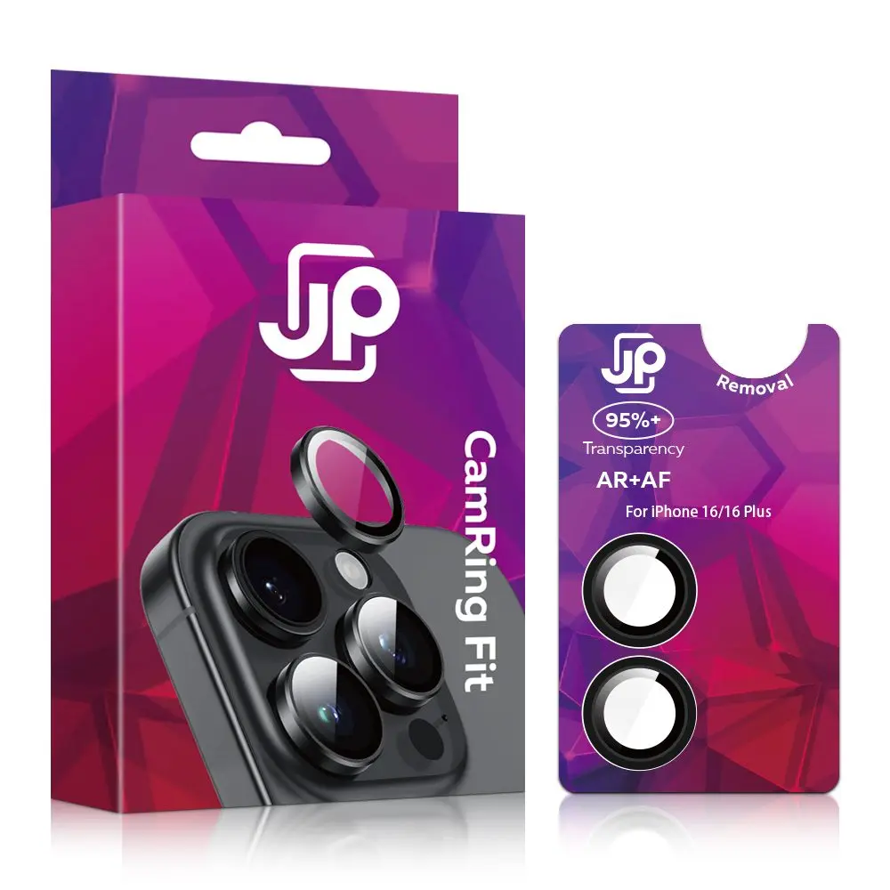 JP Camring Fit, sklíčko pro čočku fotoaparátu, iPhone 16 / 16 Plus, černé