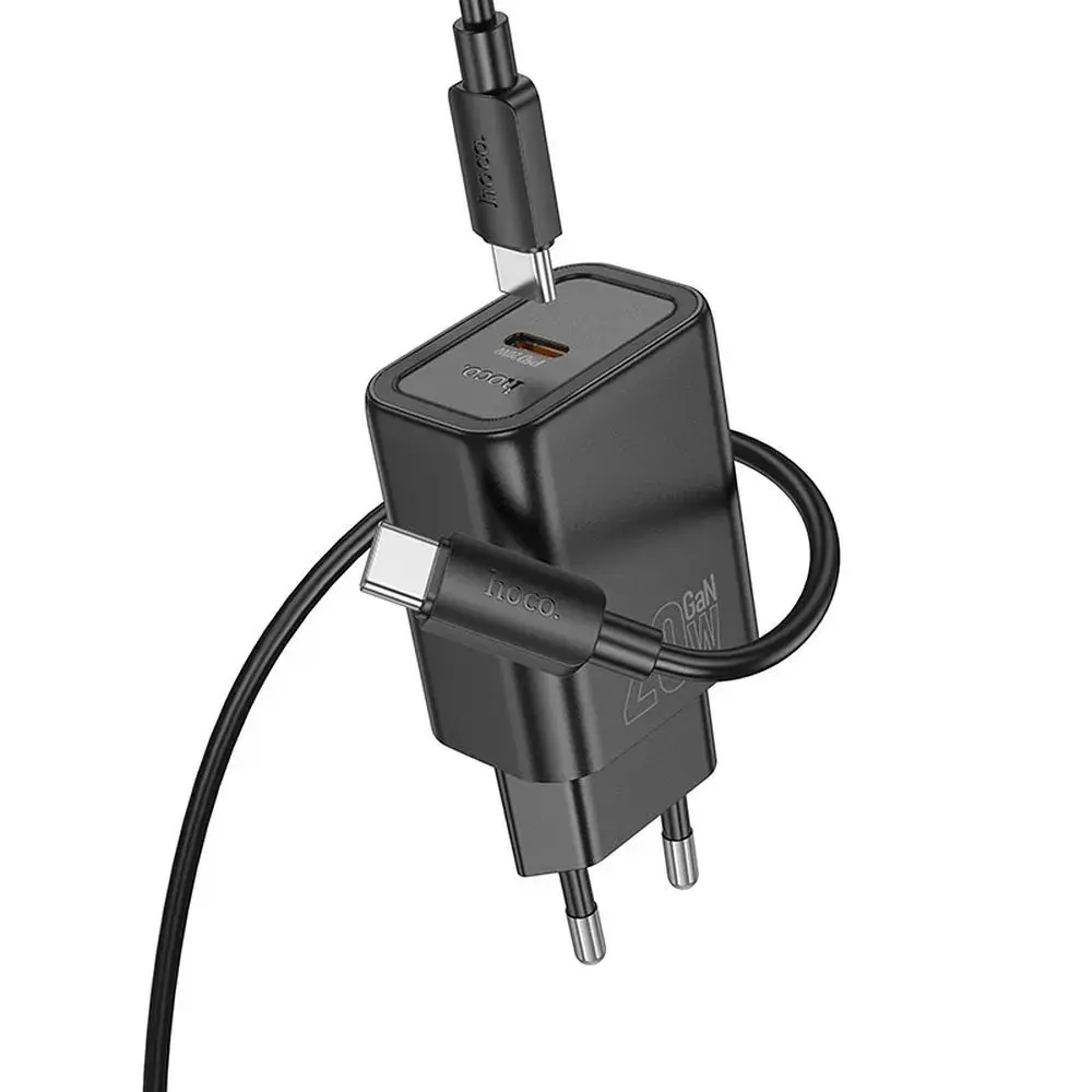 Hoco Síťová nabíječka N60 USB-C + kabel USB-C - USB-C, PD QC 20W, černá