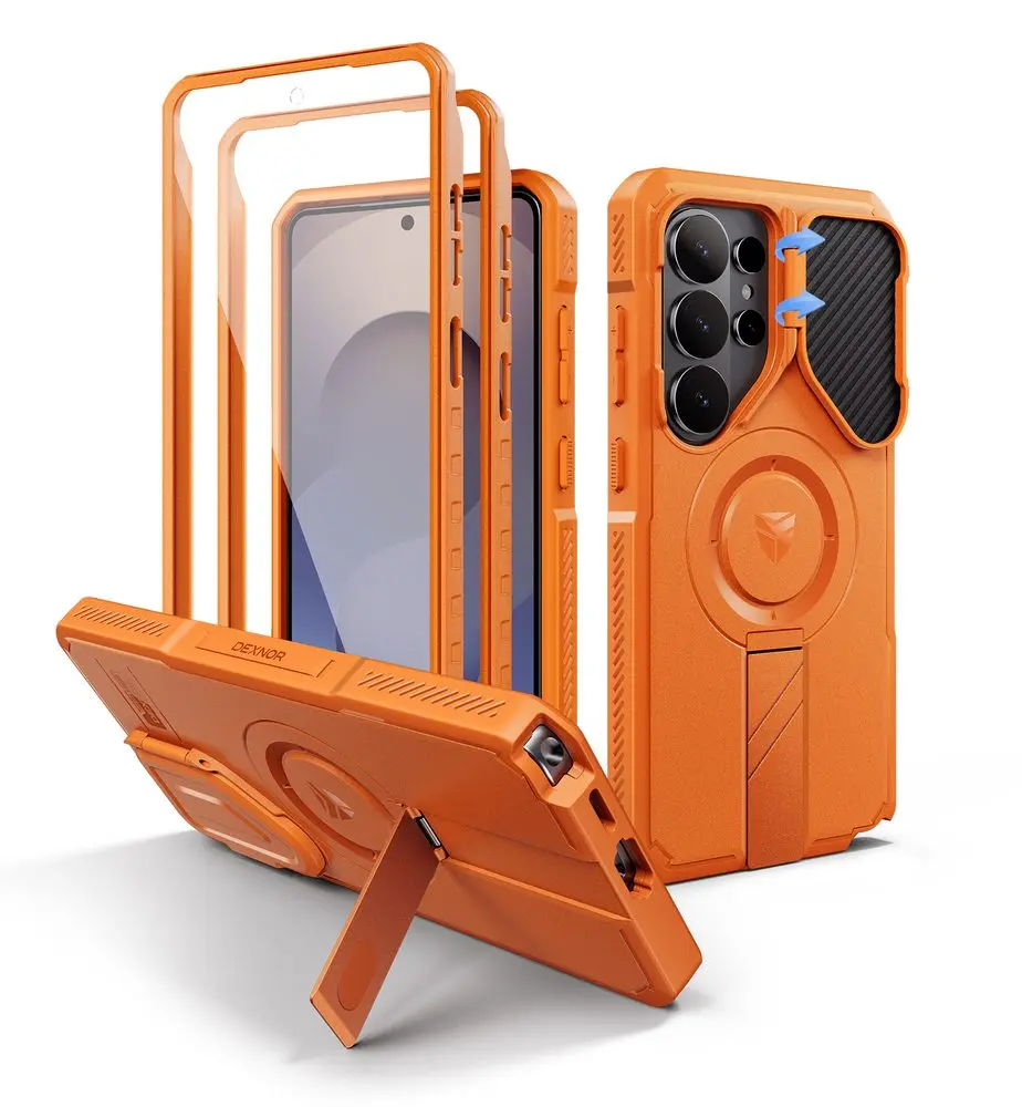 Dexnor MagSafe 360 Kickstand Camprotector obal Samsung Galaxy S26 Ultra, oranžový