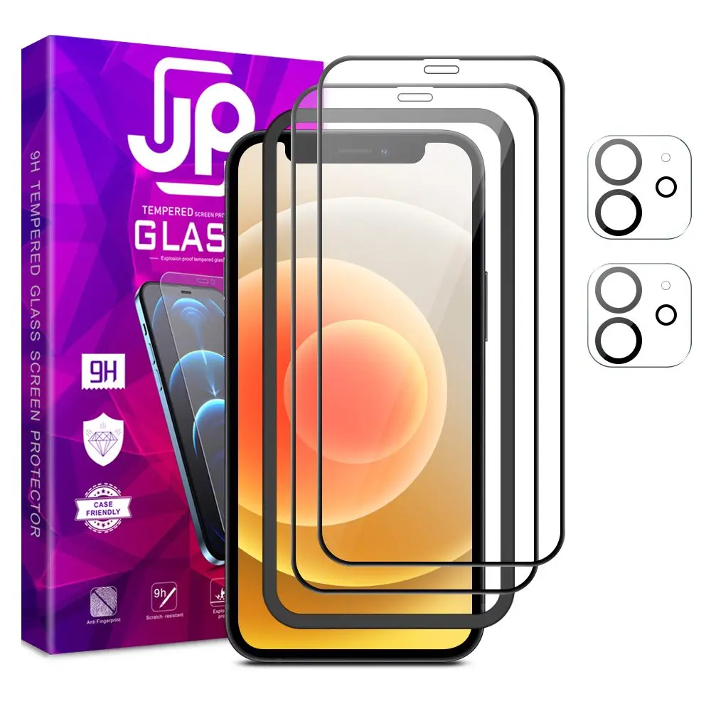 JP Full Pack Tvrzených skel, 2x 3D sklo s aplikátorem + 2x sklo na čočku, iPhone 12 Mini